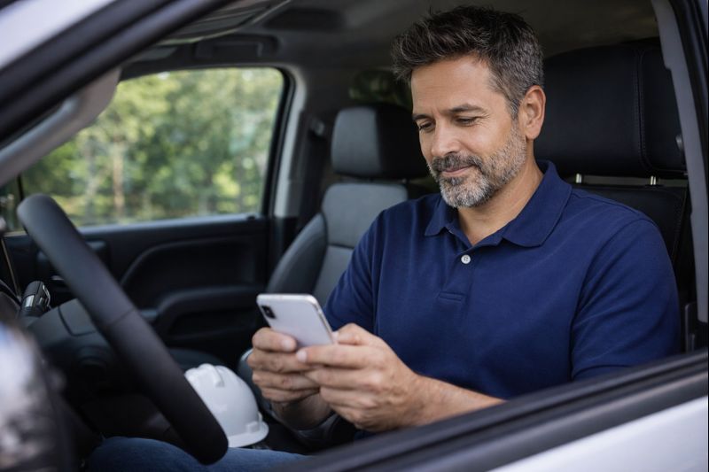 A contractor and homeowner shaking hands at the front of a home.